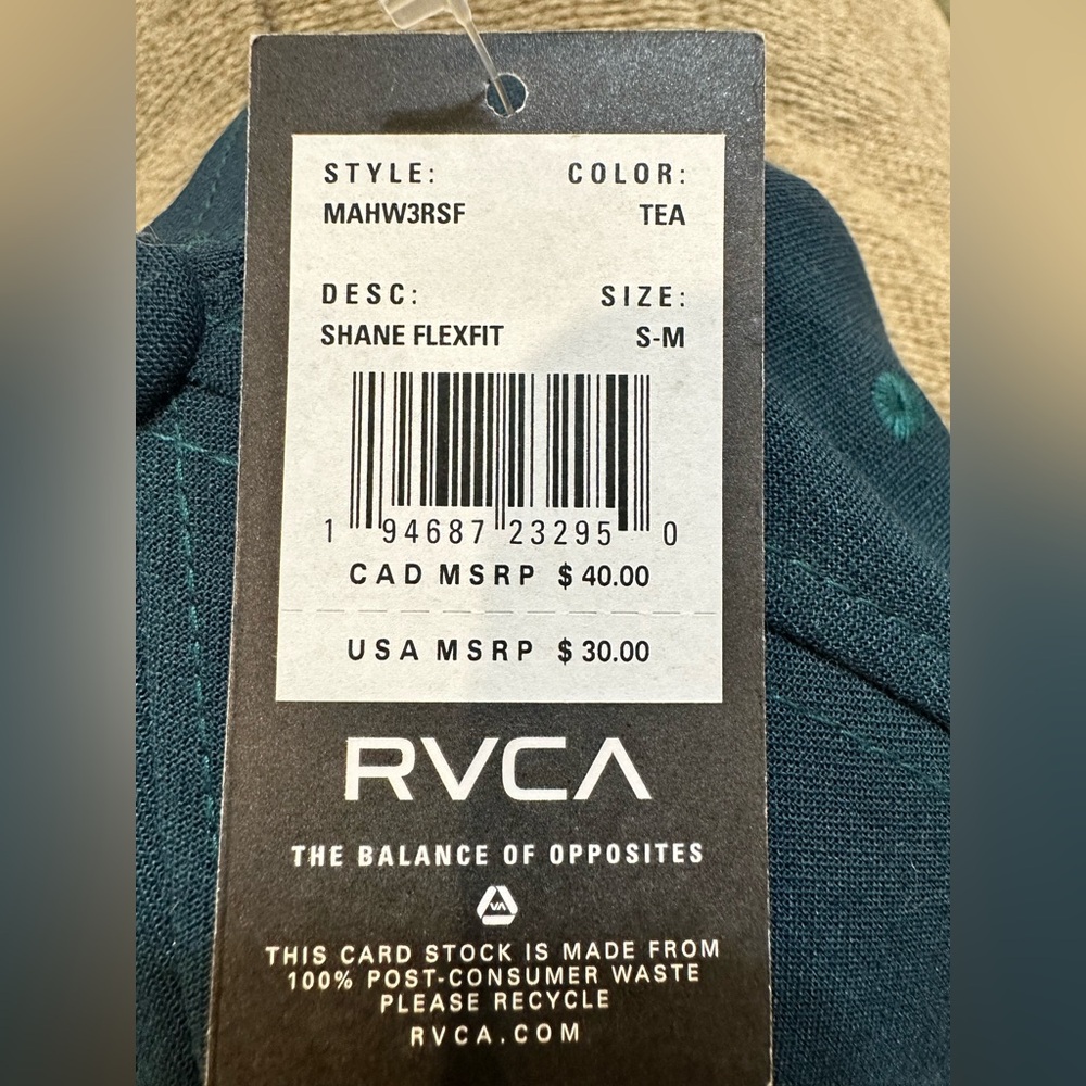 RVCA Flexfit Hat in color Teal - Picture 10 of 10